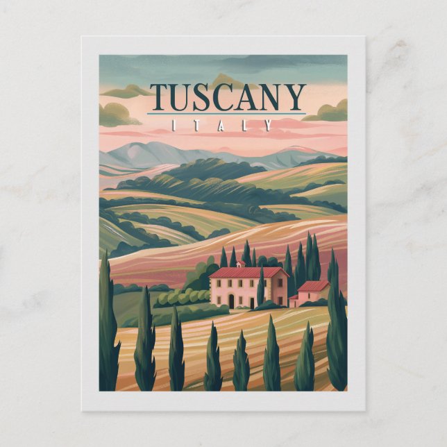 Toskana Italien Retro Reisen Postkarte (Vorderseite)