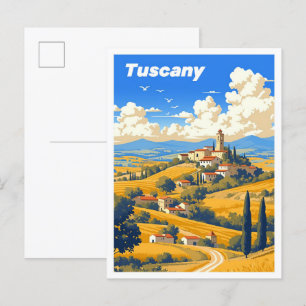 Toskana Italien Vintage-Illustration Reise Postkarte