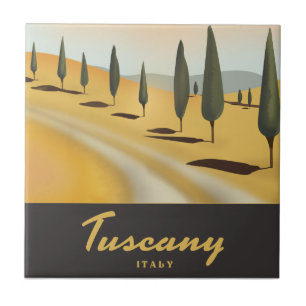 Toskana Italien Vintage Reiseposter Fliese