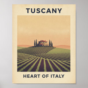 Toskana Italien Vintage-Reiseposter - Rollhügel Poster