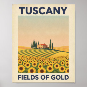 Toskana Italien Vintage-Reiseposter - Sonnenblume  Poster