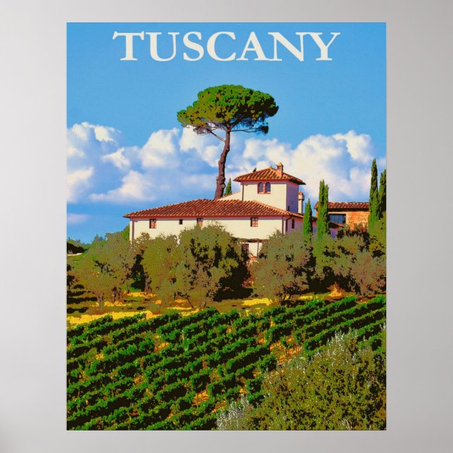 Toskana, Italien Vintage Travel Poster (Vorne)