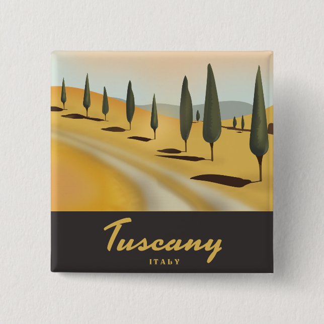 Toskana Italien Vintages Reiseplakat Button (Vorderseite)