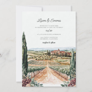 Toskana Italien Weinberg Aquarell Hochzeit Einladung