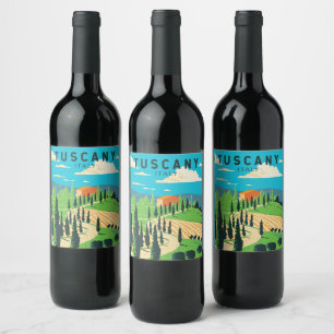 Toskana Italien Weinberg Reise Kunst Vintage Weinetikett