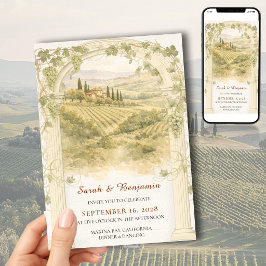 Toskana Italienischer Weinberg-Hochzeitseinladung Einladung