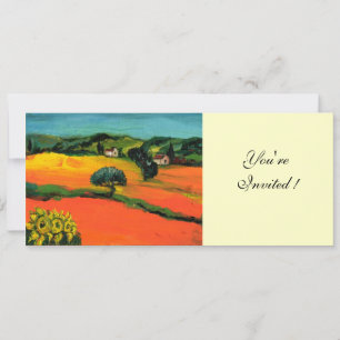 TOSKANA LANDSCHAFT , blau grün gelb orange Einladung
