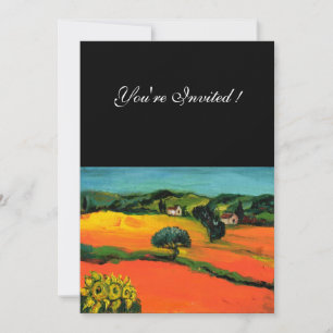 TOSKANA-LANDSCHAFT , blau grün gelb orange Einladung