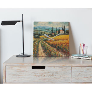 Toskana Landschaft Italien van Gogh Stil Quadratische Wanduhr
