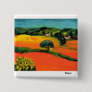 TOSKANA-LANDSCHAFT MIT SONNENBLUMEN BUTTON