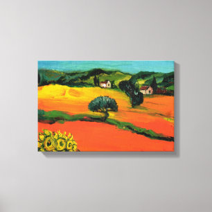 TOSKANA-LANDSCHAFT MIT SONNENBLUMEN LEINWANDDRUCK