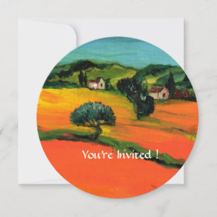 TOSKANA LANDSCHAFT MIT SONNENBLUMEN orange  schwar Einladung