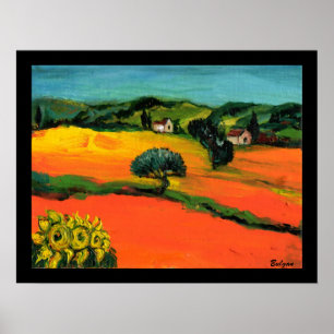 TOSKANA-LANDSCHAFT MIT SONNENBLUMEN POSTER