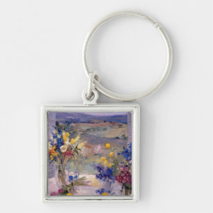 Toskana mit Blumen Schlüsselanhänger