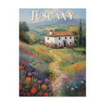 Toskana Reise Postkarte - Vintag Italien Szene