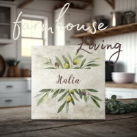 Toskana Rustic Olives Italia Brown Script