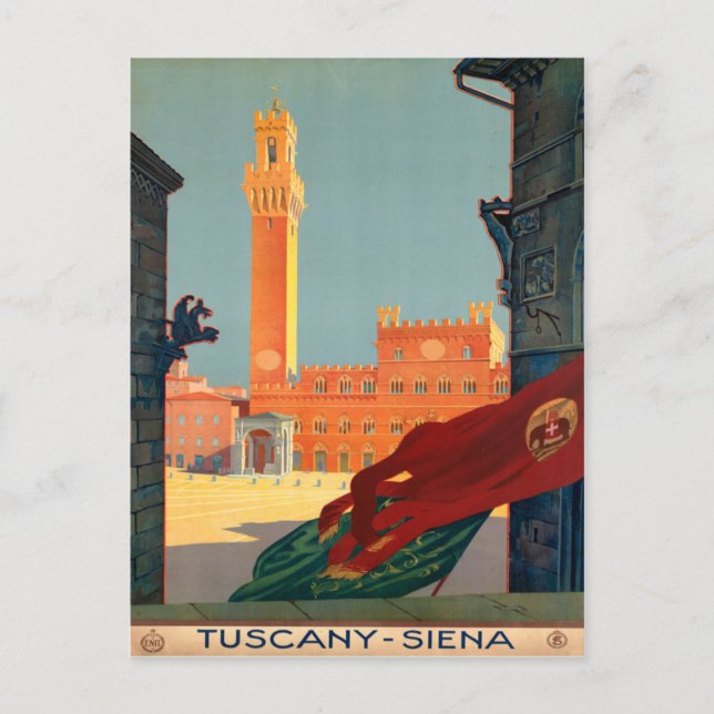Toskana Siena Italien Vintag Italienisches Reisepl Postkarte (Vorderseite)