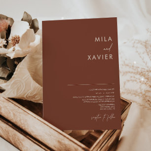 Toskana Terracotta Moderne Minimale Hochzeit Einladung
