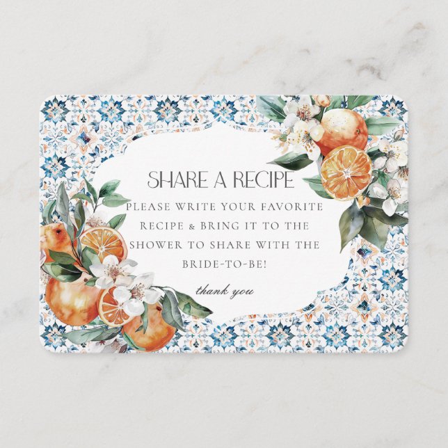 Toskana Tile Italien Gemeinsames Rezept Einladung  (Vorderseite)