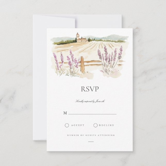 Toskana Watercolor Italienische RSVP-Karte RSVP Karte (Vorderseite)