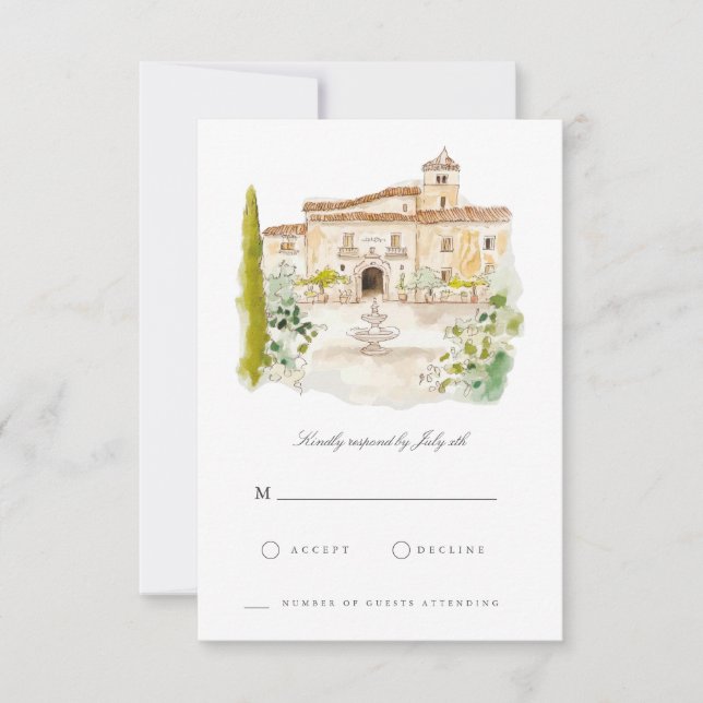 Toskana Watercolor Italienische RSVP-Karte RSVP Karte (Vorderseite)