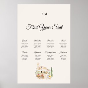 Toskana Wein Tisch Hochzeit Sitzplan Poster