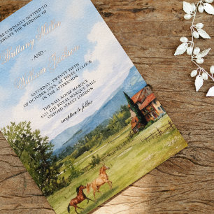 Toskanisch inspirierte ländliche Landschaftshochze Folieneinladung