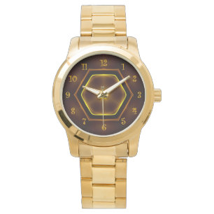 Toskanische Farben Gold, Maroon, schwarzer Hinterg Armbanduhr