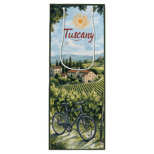Toskanische Landschaft mit Weinbergen und einem Fa Geschenktüte Für Weinflaschen