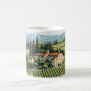 Toskanische Landschaft mit Weinbergen und einem Fa Kaffeetasse