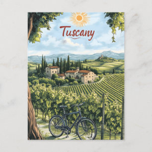 Toskanische Landschaft mit Weinbergen und einem Fa Postkarte
