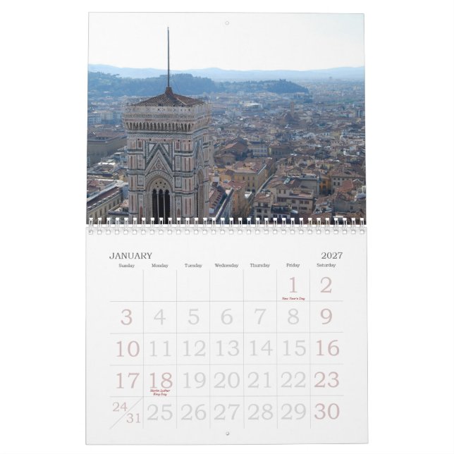 Toskanische Landschaften Kalender (Jan 2027)