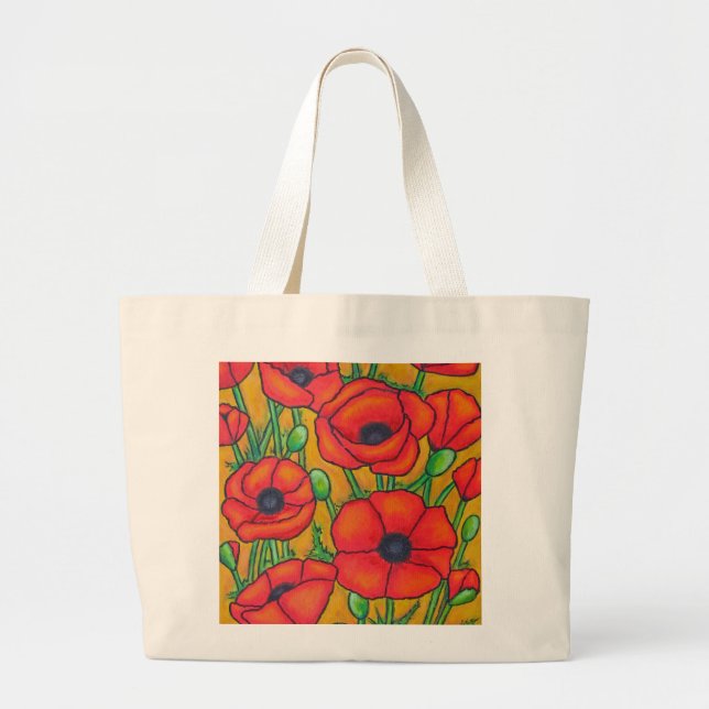 Toskanische Mohnblumen-Taschen-Tasche Jumbo Stoffbeutel (Vorne)
