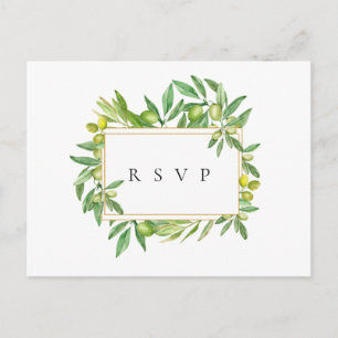 Toskanische Olive Frame Wedding RSVP Song Anfrage Einladungspostkarte