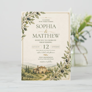 Toskanische Olivenhain-Hochzeitseinladung | Italie Einladung