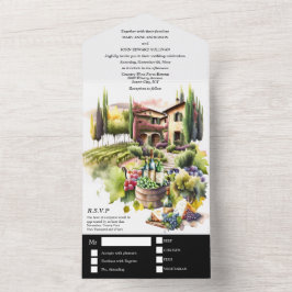 Toskanische Villa Aquarell Weinberg Italienischer  All In One Einladung