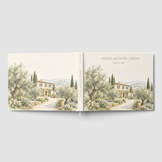 Toskanische Villa Olivenhain Aquarell-Hochzeit Gästebuch