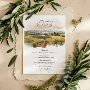 Toskanische Weinberg-Hochzeit   Italienische Lands Begleitkarte