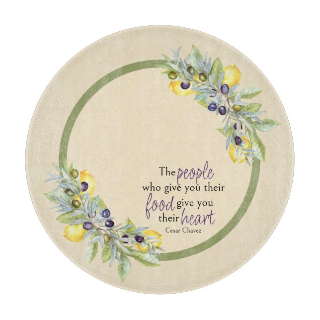 Toskanischer Lemons Olives Runde Küche Schneidebrett (Vorderseite)