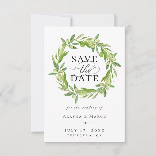 Toskanischer Olivenhain Save the Date Ankündigung (Vorderseite)