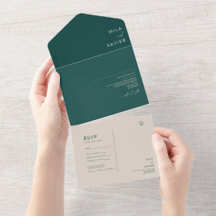 Toskanischer Verde   Moderne Minimalistische Hochz All In One Einladung