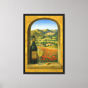 Toskanischer Wein und Mohn Leinwand Aussicht Kunst