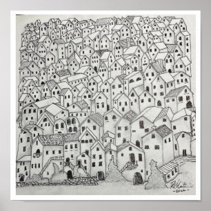 Toskanisches Dorf Poster
