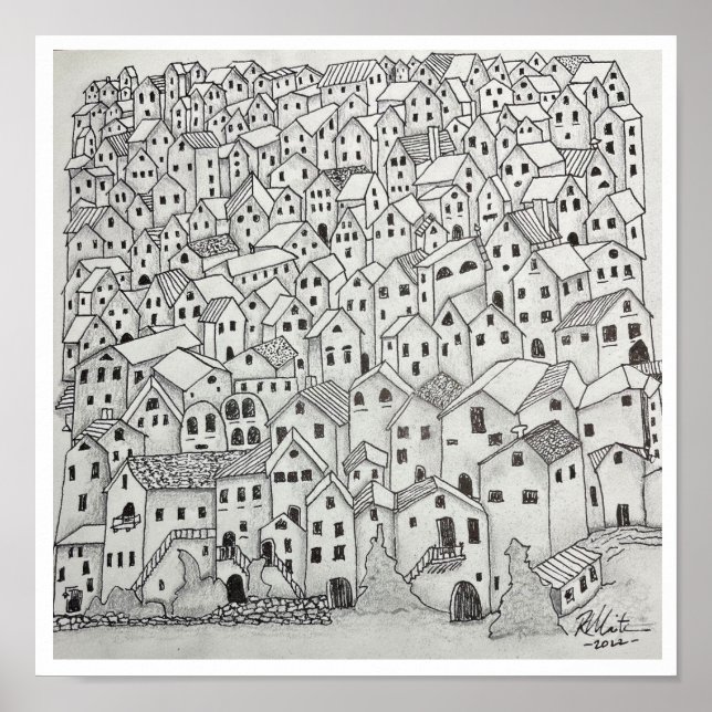 Toskanisches Dorf Poster (Vorne)