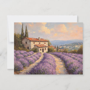 Toskanisches Lavenderfeld mit SteinHütte Postkarte
