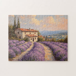 Toskanisches Lavenderfeld mit SteinHütte Puzzle