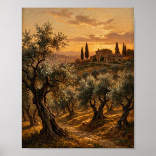 Toskanisches Olivenhain-Terrakotta-Urne I Poster