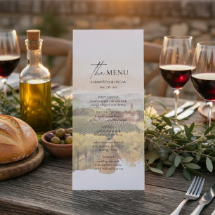 Toskanisches Weingut-Hochzeitsmenü Italienische Menükarte