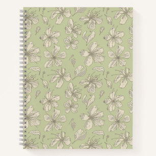 Tossed Blüten auf Olive Green - nahtloses Muster. Notizbuch