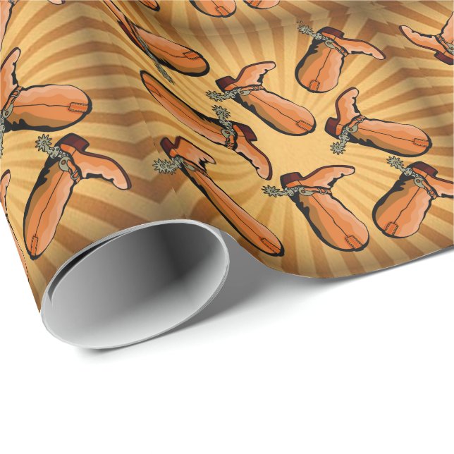 Tossed Cowboy Boots Wrapping Paper Geschenkpapier (Rolleneckpunkt)
